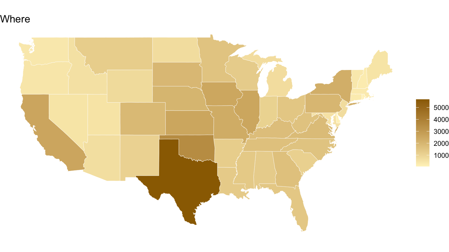 A choropleth map beside a monthly line chart of NOAA event records.